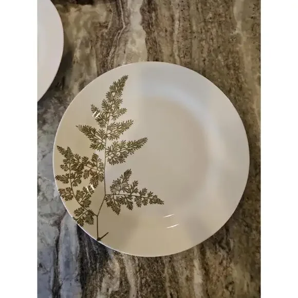 Unique Botanical Fern Dinner Plates by Mary Carol (2007) - Set of 5 - 10.5